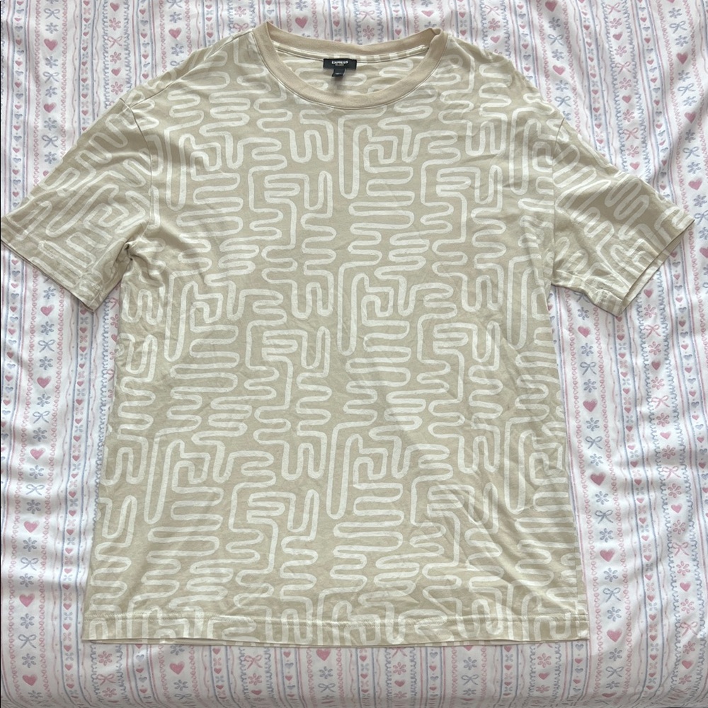 Express Beige Geometric Tee